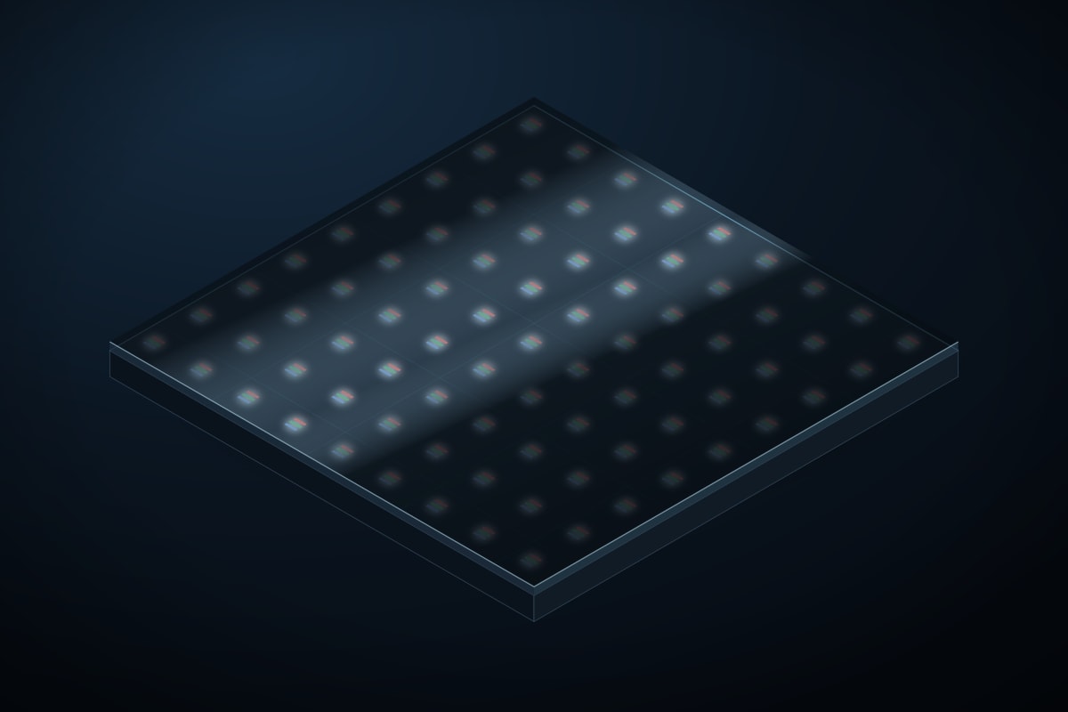 COB module where the LED dies are mounted directly on the board and covered by one protective resin surface